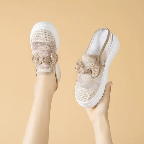 包头半拖鞋女夏外穿厚底透气渔夫鞋2023年新款凉拖一脚蹬半托单鞋商品大图