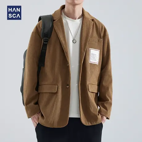 hansca休闲西装外套男秋季宽松痞帅西服高级感宽松垂感翻领上衣潮图片