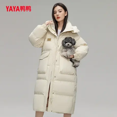 鸭鸭羽绒服女款2023年冬季新品长款连帽时尚休闲保暖外套C图片