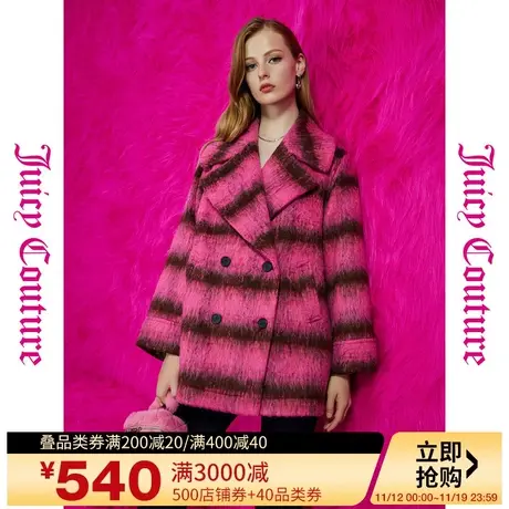 Juicy Couture橘滋23初秋冬新款冬日序曲双排logo扣大格纹女大衣商品大图