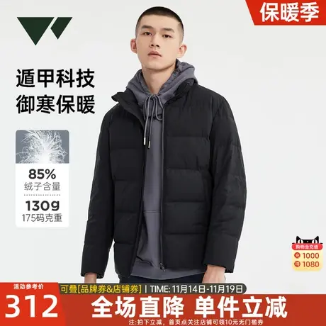 七匹狼短装立领绗线厚羽绒服2023秋冬新款防泼水轻便短款保暖外套商品大图