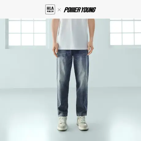 HLA/海澜之家POWER YOUNG牛仔裤23春夏新款洗水弹力合体直筒裤子图片