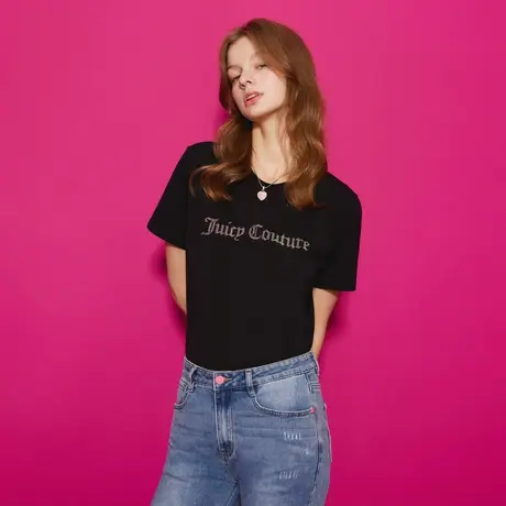 Juicy Couture橘滋2025春夏新款女装新款经典烫钻短袖女士T恤商品大图