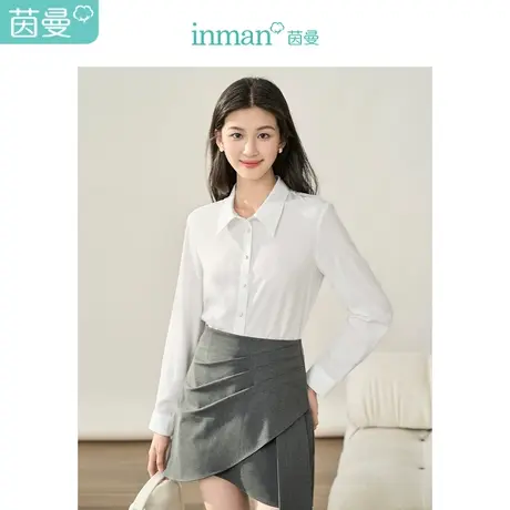 【商场同款】茵曼莱赛尔衬衣2023秋季女装新款可拆飘带领长袖上衣图片