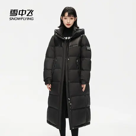 雪中飞羽绒服女2023新款冬季长款过膝加厚连帽保暖防风小个子外套图片