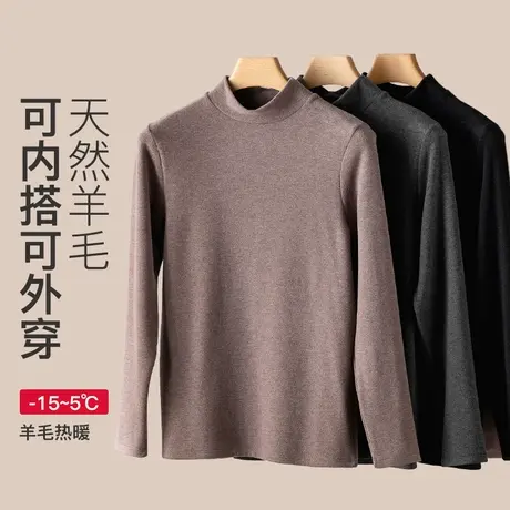 南极人保暖内衣男士羊毛加绒中高领上衣德绒发热内搭冬季防寒秋衣图片