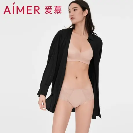 爱慕内裤女士夏季性感蕾丝薄款透气包臀纯棉裆中腰平角裤AM237801图片