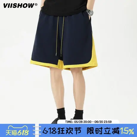 VIISHOW潮牌运动短裤男夏季薄款宽松直筒居家卫裤阔腿五分中裤男商品大图