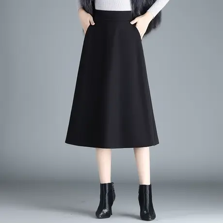 时尚西装半身裙a字裙女春季2023新款高腰简约通勤显瘦中长款伞裙图片