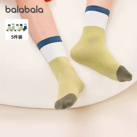 巴拉巴拉儿童袜子男童女童中筒袜大童棉袜五双装宝宝2025春季新款图片