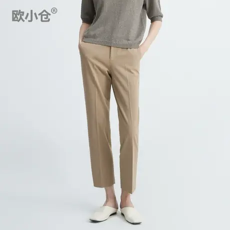 欧小仓 卡其色职业西服九分直筒春秋裤子通勤西装裤梨型烟管裤2.0图片