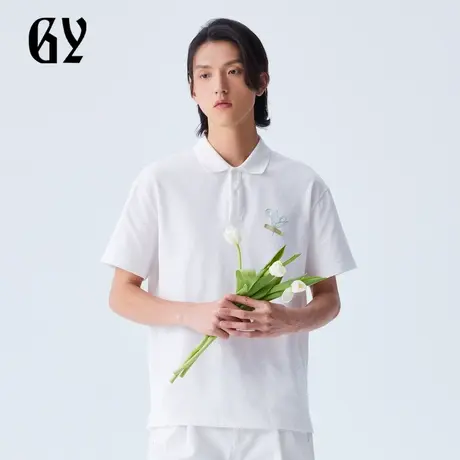 雅戈尔奥莱 GY男装夏季前胸绣花珠地面料男士短袖POLO衫商品大图