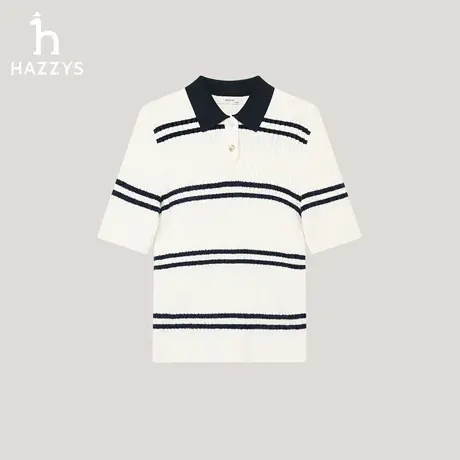 【商场同款】Hazzys哈吉斯2025秋季新品女时尚条纹针织衫休闲上衣商品大图