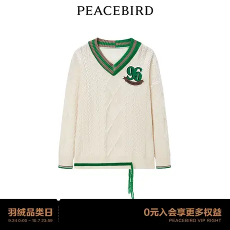 【商场同款】太平鸟女装2023冬季新款学院风撞色套头衫A3EED4165商品大图