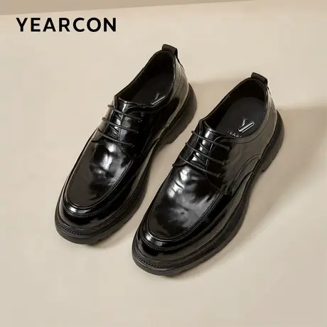 意尔康皮鞋2025秋季新款牛皮厚底轻盈商务休闲鞋男复古圆头德比鞋商品大图