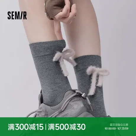 森马袜子女秋冬女生个性ins潮袜长筒2025款可爱蝴蝶结学生中筒袜商品大图