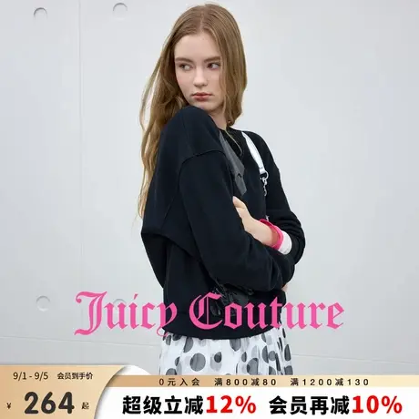 Juicy Couture橘滋卫衣女2025年秋季新款黑色宽松印花休闲上衣商品大图