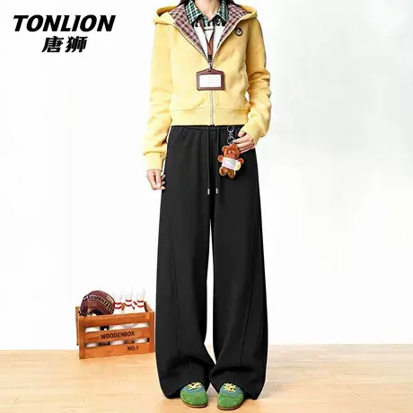 唐狮官方休闲裤子女春秋款2026新款女款宽松高腰显瘦运动阔腿裤VB商品大图