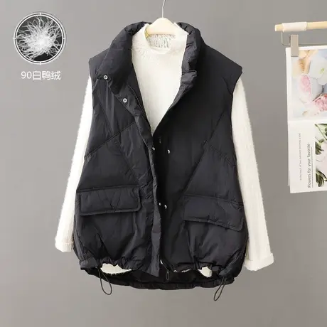 羽绒马甲女款冬季外穿2023新款韩版立领白鸭绒坎肩背心宽松厚外套图片