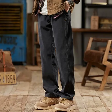 美式百搭潮流工装裤潮流精梳大斜棉宽松水洗大码纯棉潮流工装裤商品大图