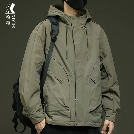 希越男士冬季棉衣工装连帽外套宽松大码加厚山系冲锋衣户外高级感商品大图