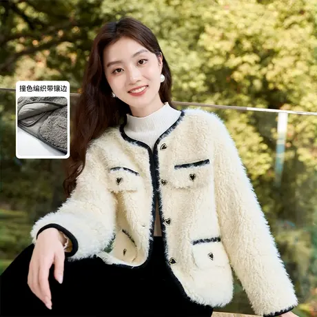 【直播间】香影小香风短款毛绒外套女2023冬装新款小个子洋气图片