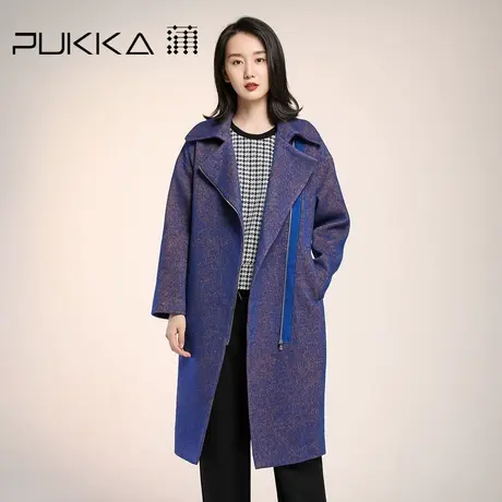 蒲PUKKA 毛呢外套女宽松原创设计感秋冬装通勤羊毛大衣商品大图