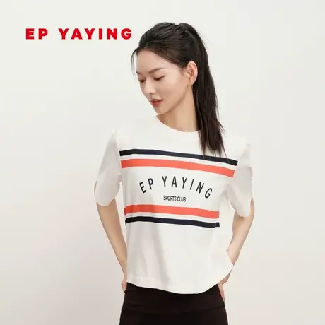 EP YAYING雅莹女装 运动风撞色印花短袖T恤 春装商场同款5303B图片