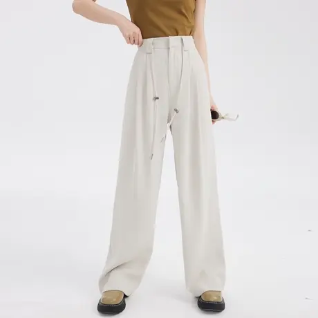 宽松高腰阔腿裤女小个子夏季薄款裤子2023新款休闲裤设计感小众商品大图