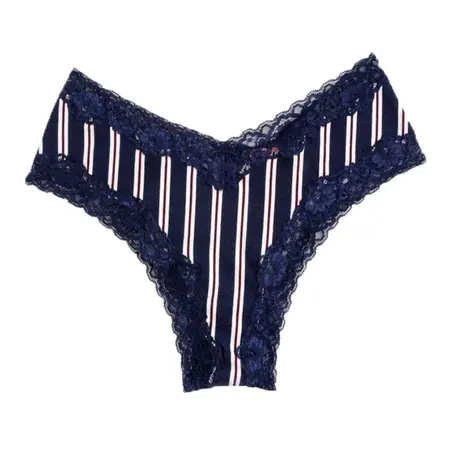 爱美菲露舒适甜美蕾丝花边棉质内裤女士低腰条纹简约女T裤956722商品大图