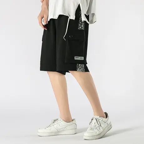 【换购】卫裤男潮牌高街ins潮流腰果花工装休闲短裤夏季薄款商品大图