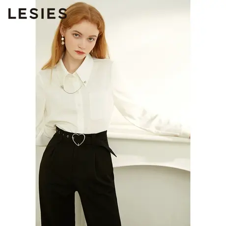 LESIES蓝色倾情春秋女新通勤经典款链条装饰OL轻职风长袖衬衫商品大图