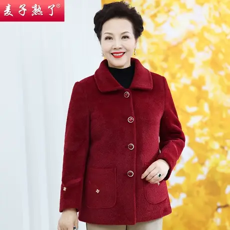 妈妈装呢子外套2022新款中老年女装秋冬装阔太太老年人上衣服图片