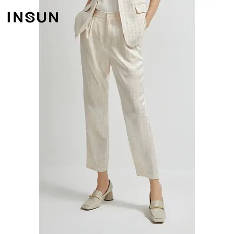 INSUN恩裳线上专选夏季醋酸光泽修身直筒西装裤商品大图