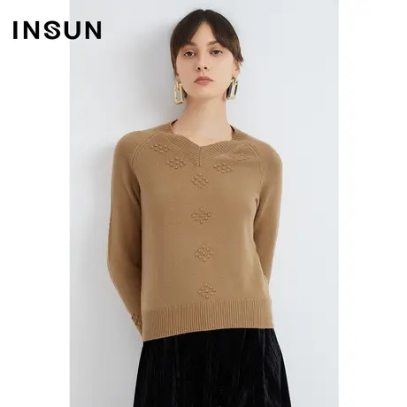 INSUN恩裳线上专选冬季慵懒风美拉德羊毛毛织衫商品大图