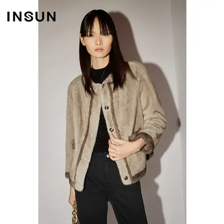 COVER冬季撞色绒感小香风美拉德外套商品大图