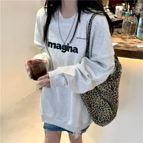 vintage卫衣女chic港风宽松韩版潮ins超火设计感小众春秋薄款外套商品大图