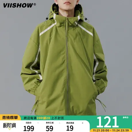 VIISHOW春秋季2023外套男防风连帽高级感美式宽松爬山上衣冲锋夹商品大图