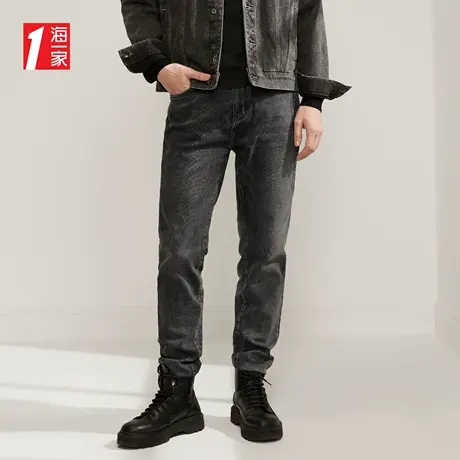 海一家时尚休闲长裤2023秋季新款舒适青春活力弹力男士牛仔裤商品大图