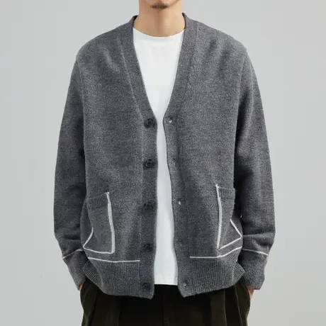 秋季开衫毛衣男宽松潮牌ins韩版线衣简约百搭针织衫薄款外套冬季商品大图