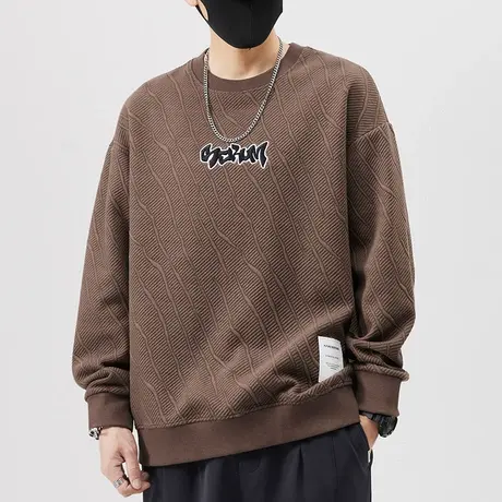 2024新款潮牌男士圆领T恤春秋款印花长袖卫衣春季男生上衣服春天商品大图