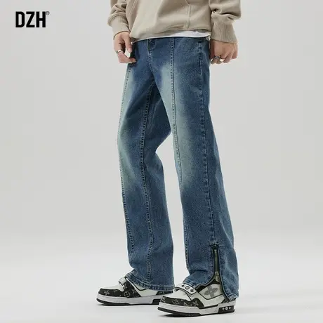 男士美式微喇牛仔裤男宽松直筒秋冬款高街裤子2024年新款休闲长裤商品大图