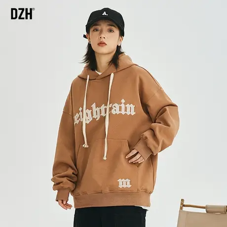 男生美式刺绣卫衣男高级感连帽2023新款宽松长袖上衣连帽衫春秋款商品大图