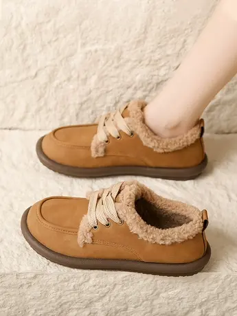 软底豆豆鞋女冬季加绒保暖棉鞋2023年新款网红毛毛鞋外穿勃肯鞋子商品大图