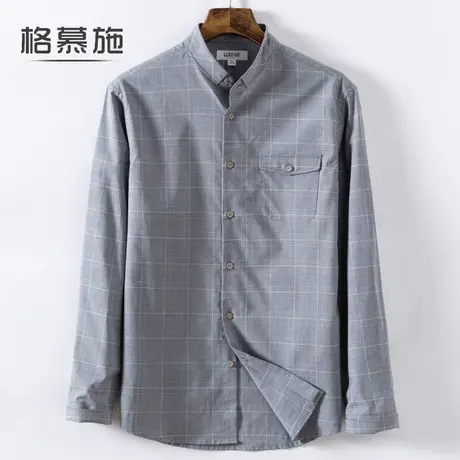 格慕施商务休闲加肥加大码格纹纯棉韩版格子衬衫男外套长袖衬衣潮图片