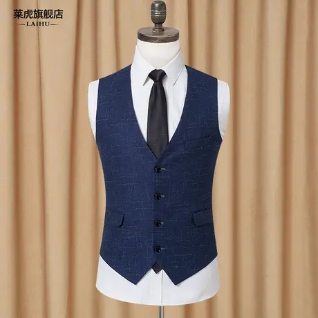 新款时尚修身男士西装马甲韩版帅气休闲小西服马夹男青年潮流背心商品大图