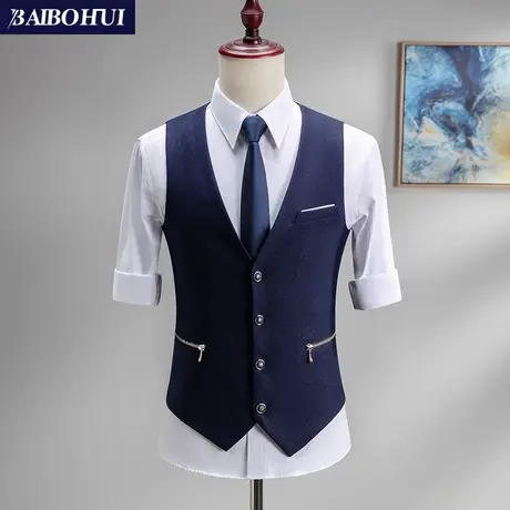 休闲西装马甲男士商务修身韩版小西服马夹男伴郎团兄弟装背心坎肩图片