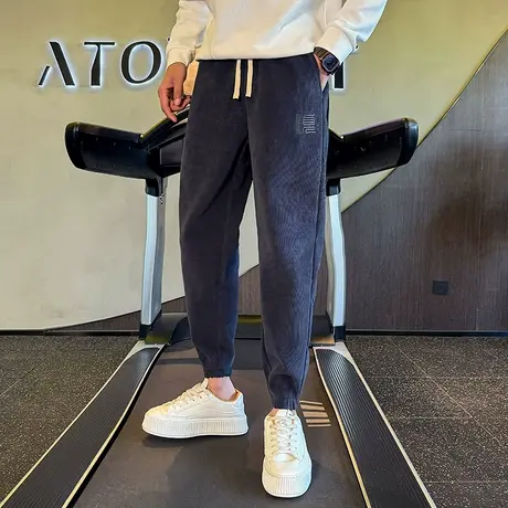 灯芯绒男裤冬季2023新款时尚个性束脚休闲裤冬款加厚百搭运动卫裤商品大图