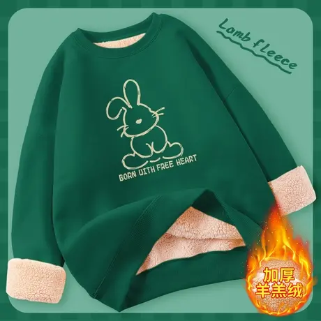 加绒加厚卫衣女秋冬款2024超厚上衣羊羔绒外套冬季2023年新款女装图片