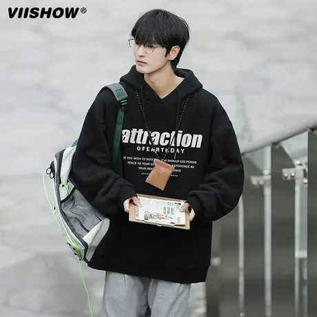 VIISHOW美式秋冬新款连帽卫衣男潮牌爆款百搭慵懒风oversize长袖图片